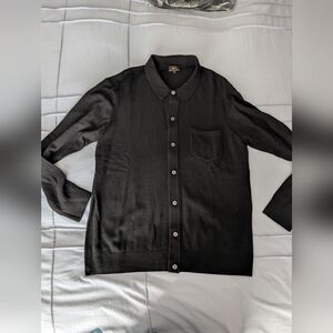 NWOT Quince Mens 100% Mongolian Cashmere Black Button Up Sweater XL